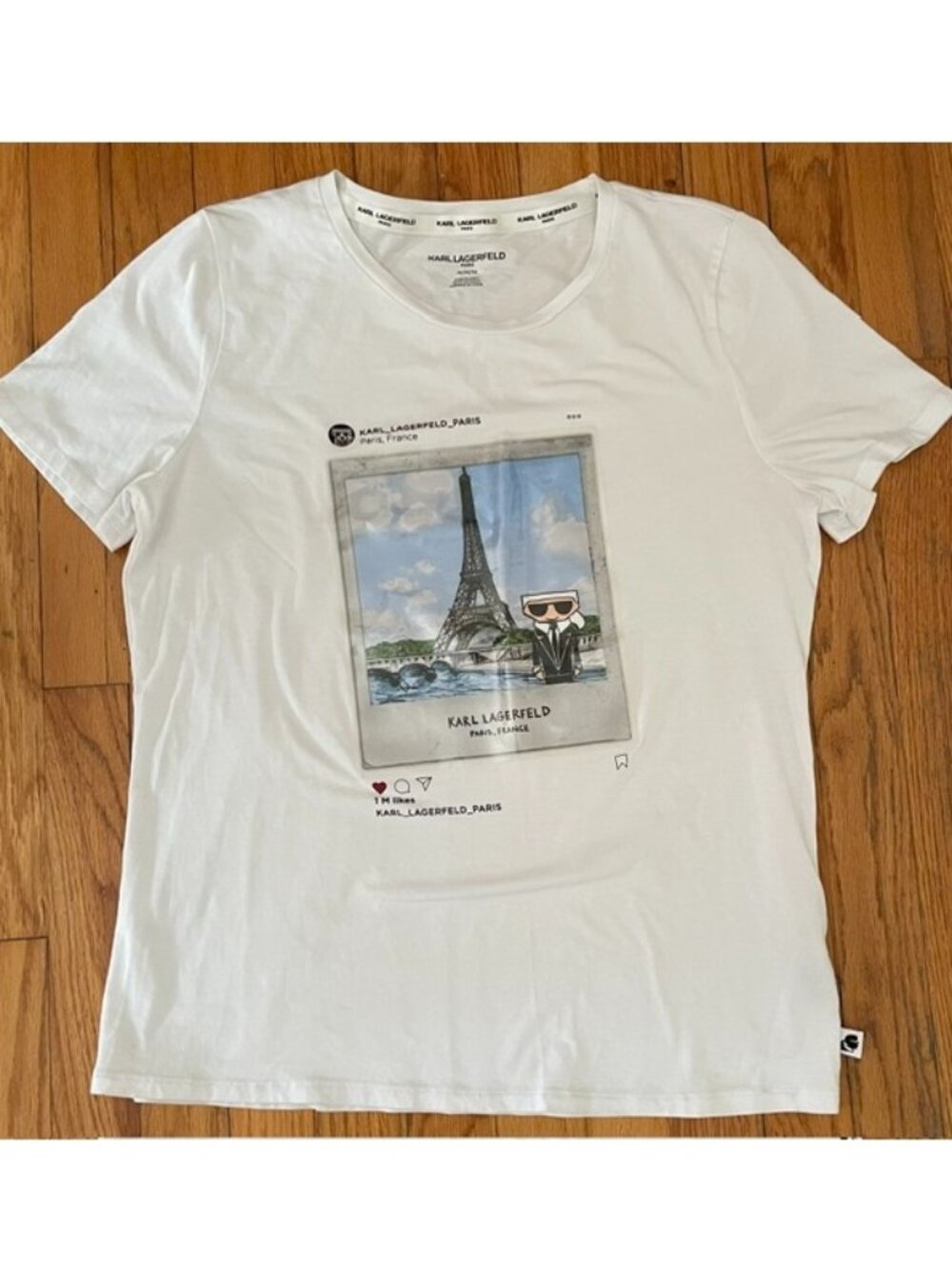 Karl Lagerfeld Paris INSTAGRAM POST T -Shirt Women's L Eiffel Tower Graphic
